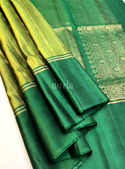 Swarnam - Green Fusion Fancy Handloom Soft Silk Saree